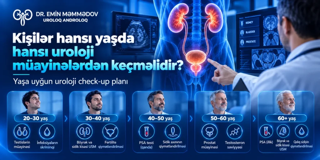 Kişilər hansı yaşda hansı uroloji müayinələrdən keçməlidir?